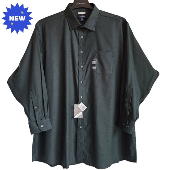 19 34/35 Green Dress Shirt Traditional Fit Jos A Bank New 3X Solid Mens Opened - Picture 1 of 17